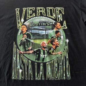 Los Angeles Apparel Black Tee with Green Austin FC VERDE Graphic